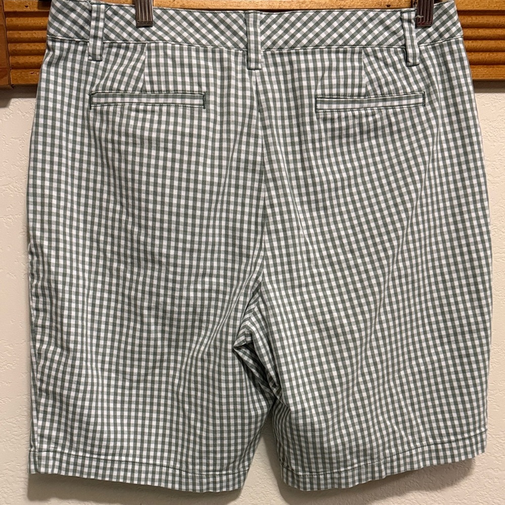 Lands' End Women’s Gingham Checkered High Waist Shorts - Picture 3 of 11